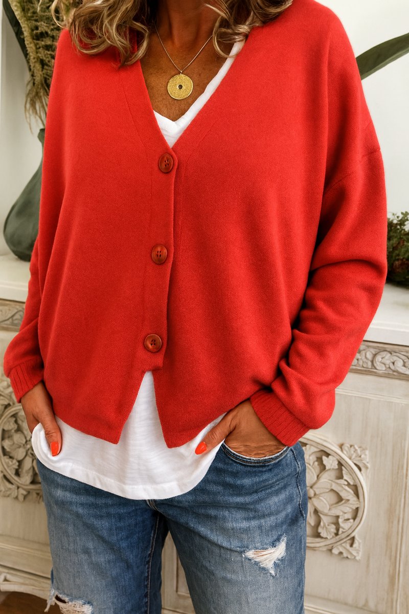 Women's Relaxed-Fit V-Neck Button-Front Cardigan Sweater