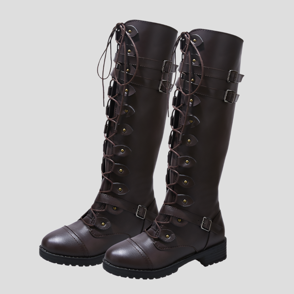 Women's Retro Lace-Up Buckle Boots