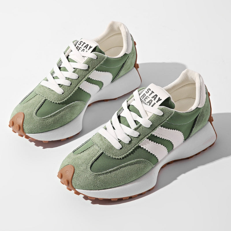 Women's Retro Lace-Up Platform Sneakers with Arch Support and Chunky Sole in White