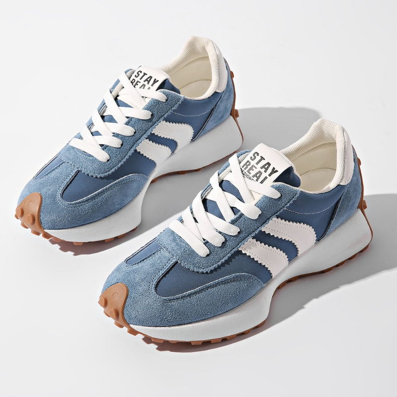 Women's Retro Lace-Up Platform Sneakers with Arch Support and Chunky Sole in White