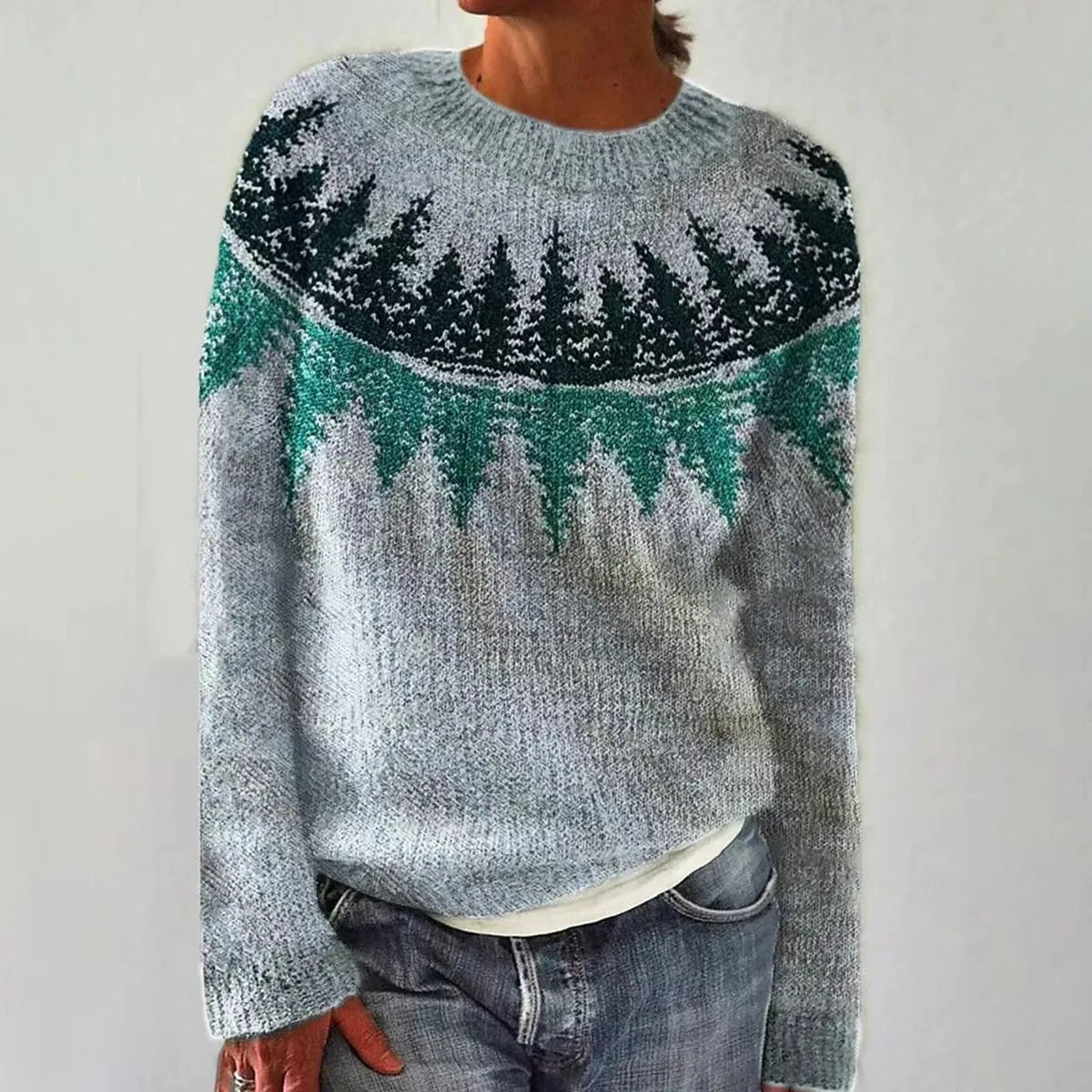 Women's Retro Multicolor Striped Relaxed-Fit Sweater