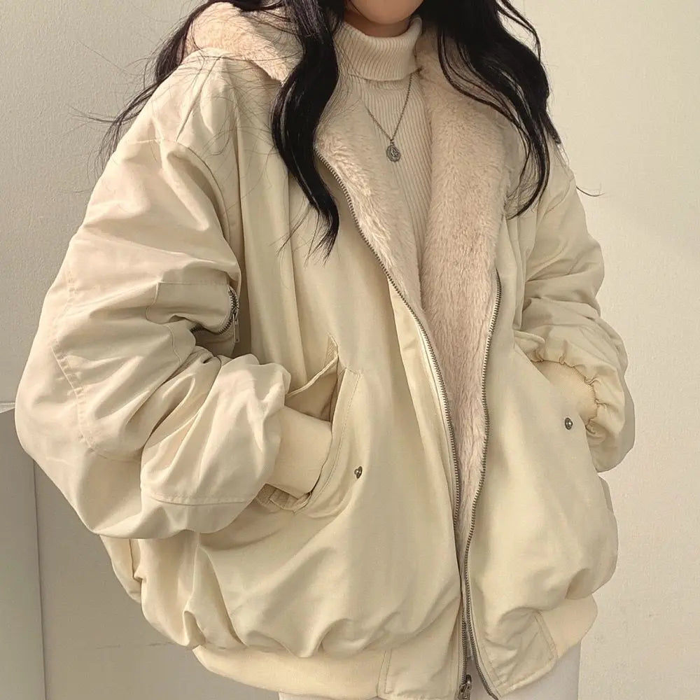 Women's Reversible Long-Sleeve Jacket with Zip and Pockets