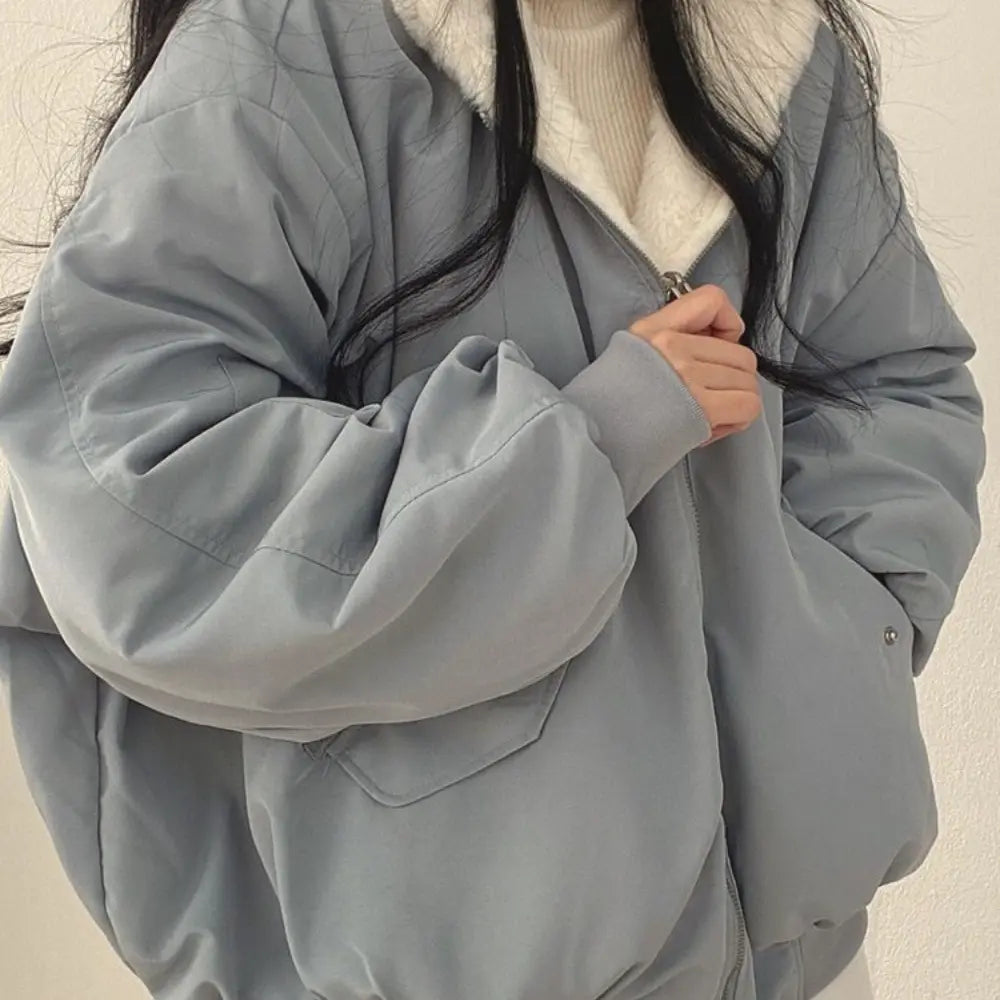 Women's Reversible Long-Sleeve Jacket with Zip and Pockets