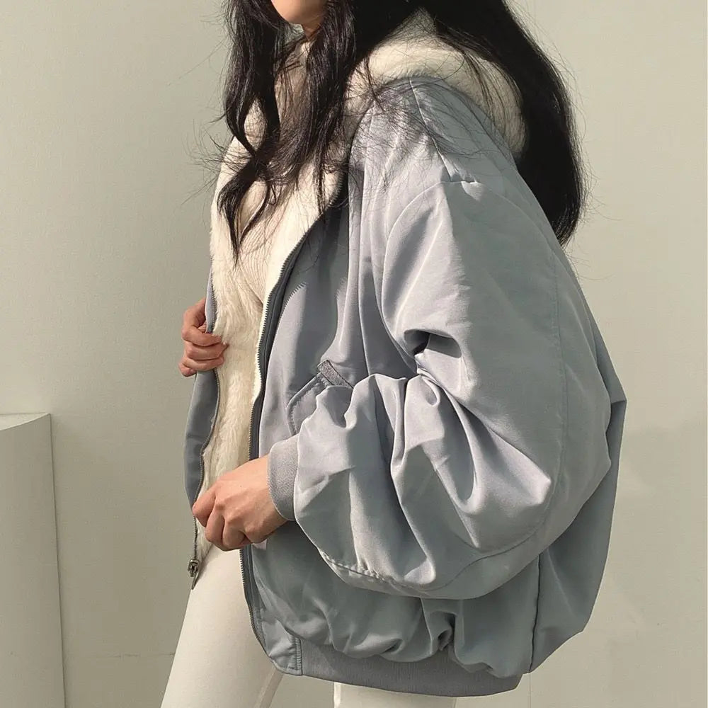 Women's Reversible Long-Sleeve Jacket with Zip and Pockets