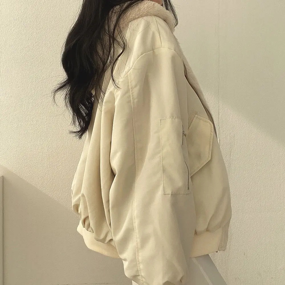 Women's Reversible Long-Sleeve Jacket with Zip and Pockets