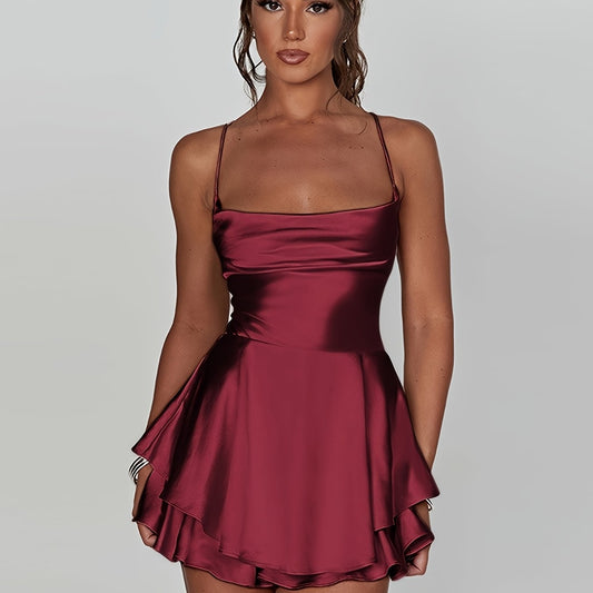 Women's Ruched Tiered Mini Homecoming Dress