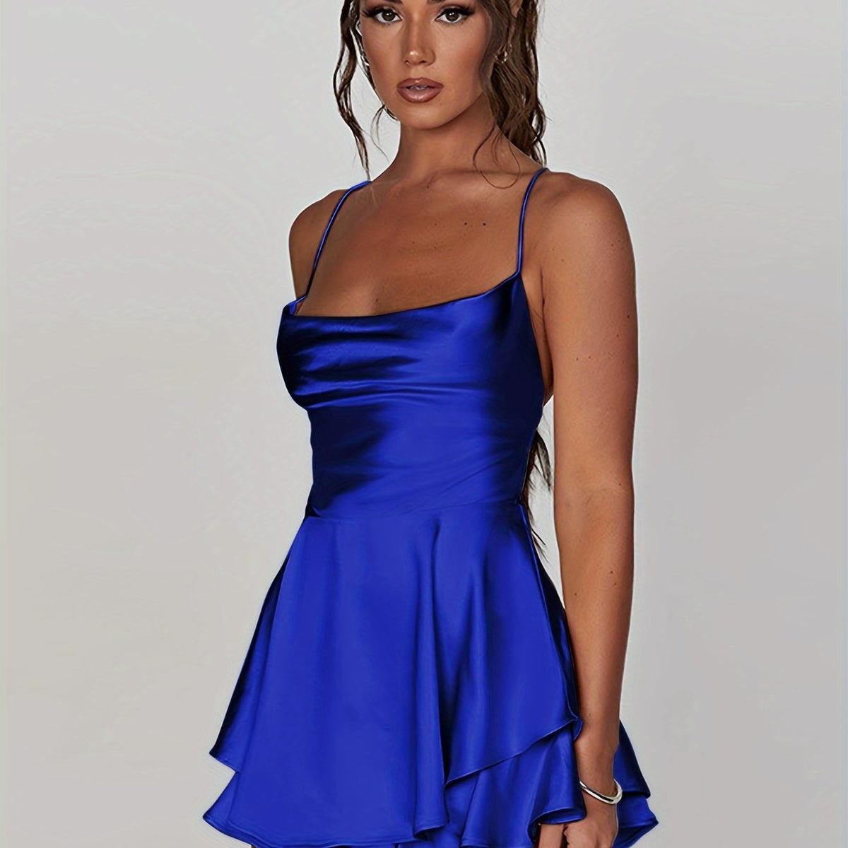 Women's Ruched Tiered Mini Homecoming Dress