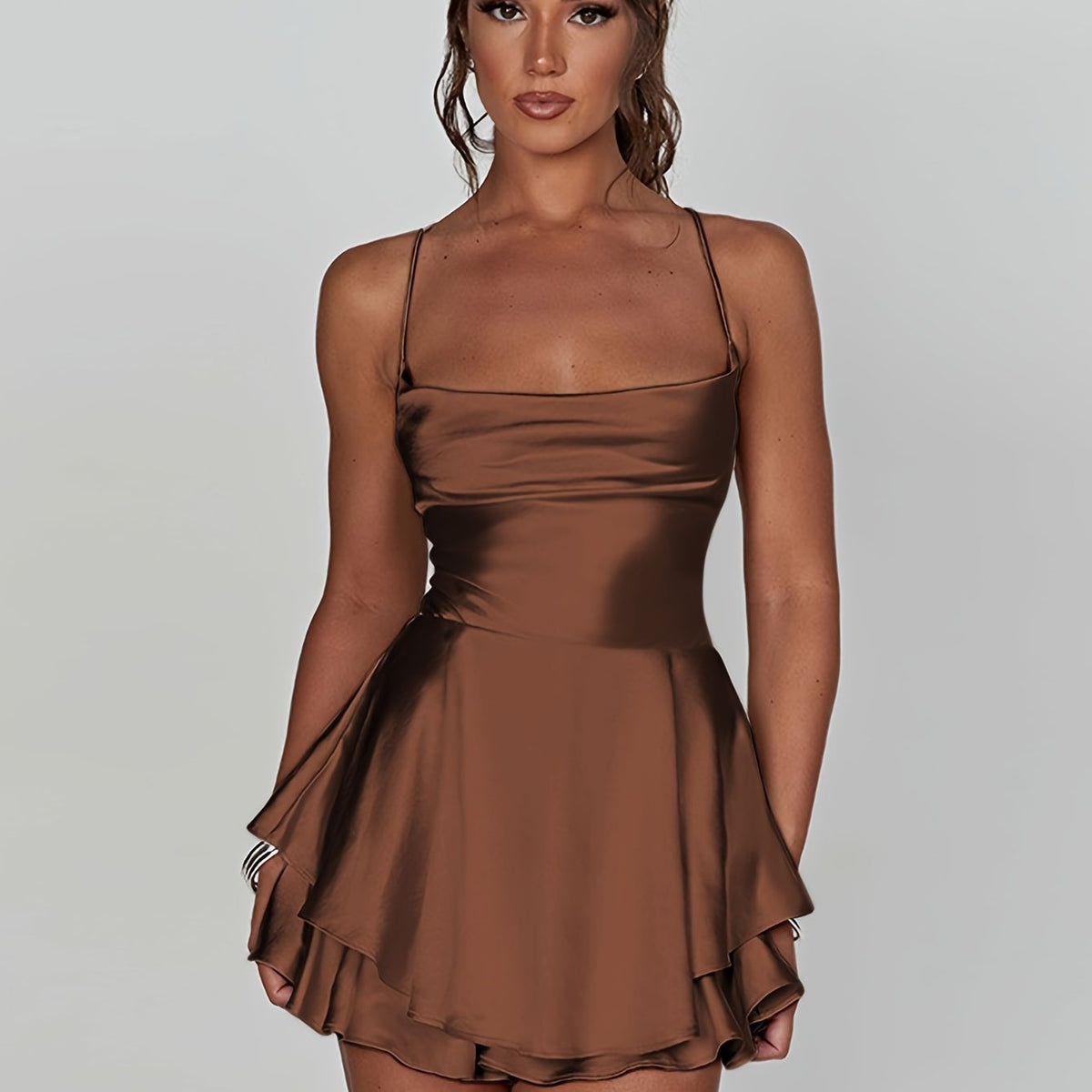 Women's Ruched Tiered Mini Homecoming Dress