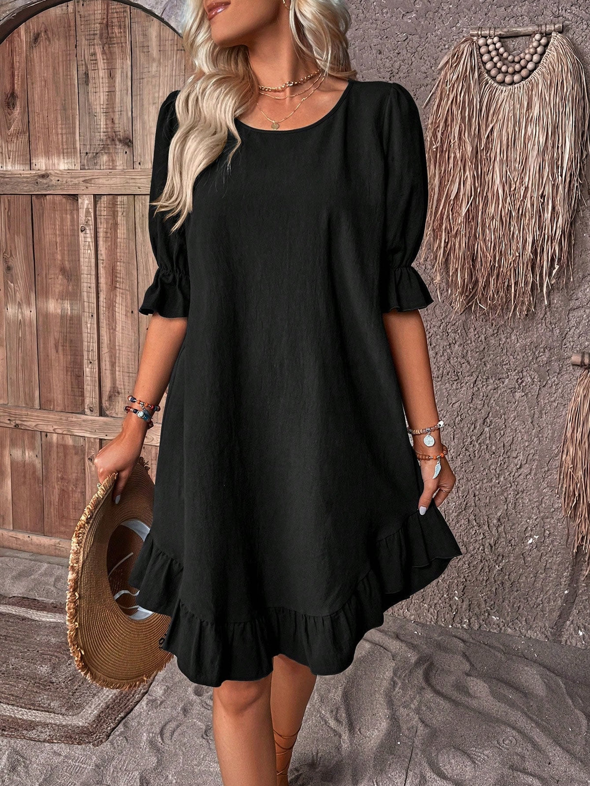 Women's Ruffle A-Line Mini Dress