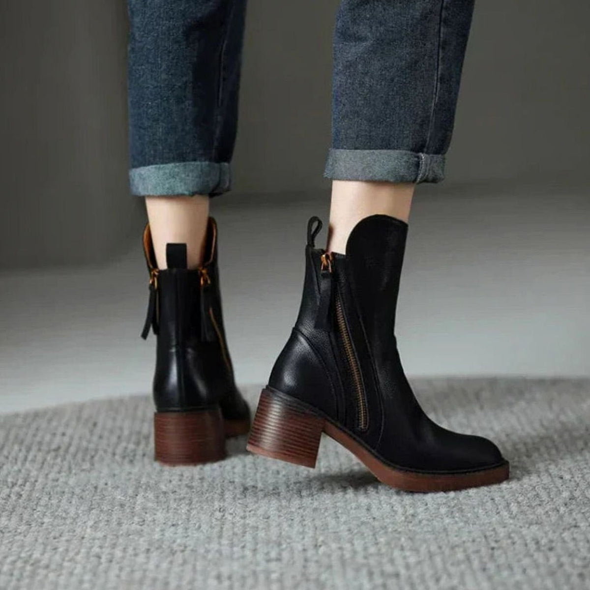 Women's Side-Zip Block Heel Ankle Boots