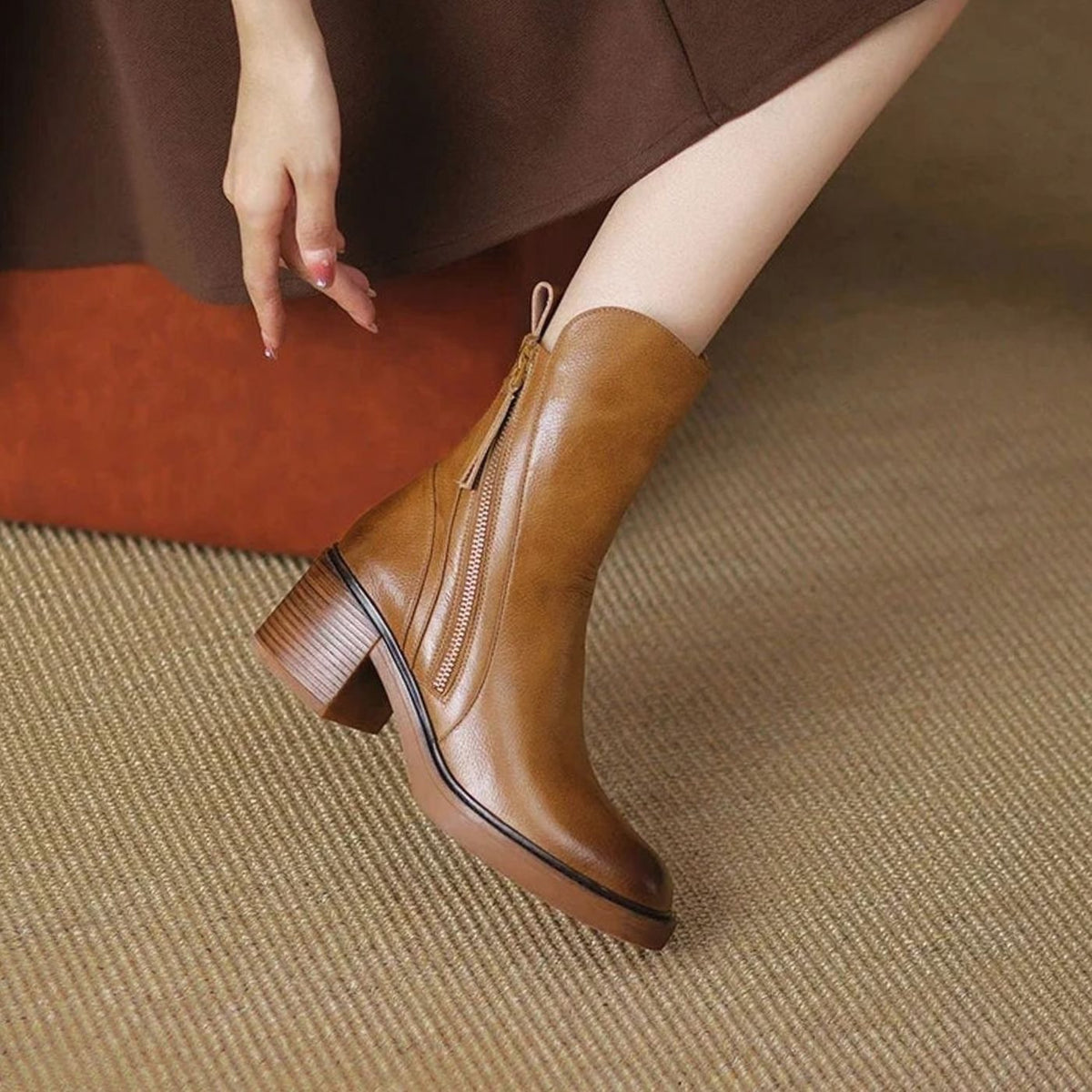 Women's Side-Zip Block Heel Ankle Boots