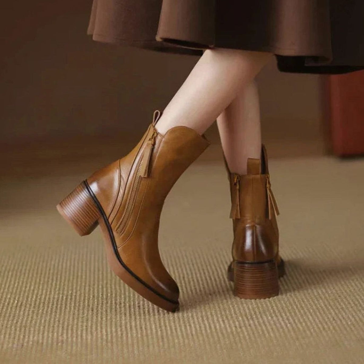 Women's Side-Zip Block Heel Ankle Boots