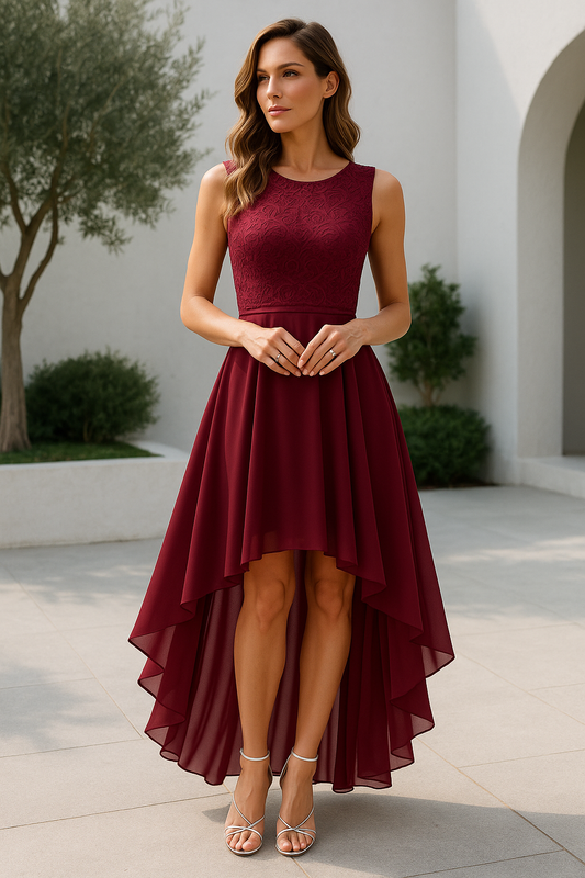 Women's Sleeveless Asymmetrical High-Low Gown