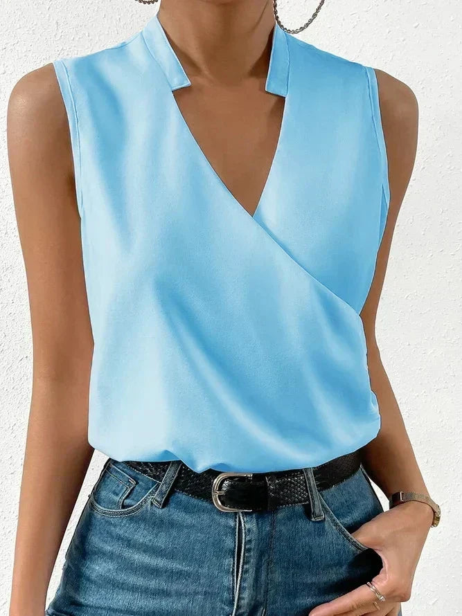 Women's Sleeveless Wrap V-Neck Top