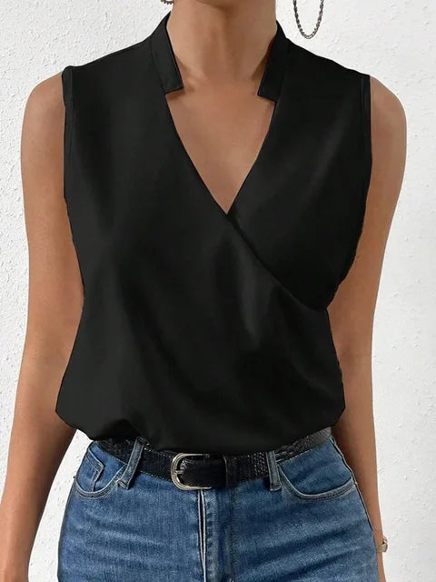 Women's Sleeveless Wrap V-Neck Top