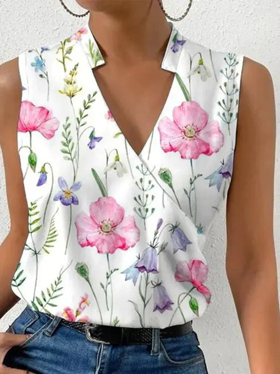 Women's Sleeveless Wrap V-Neck Top