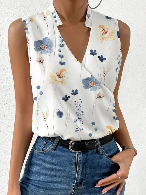 Women's Sleeveless Wrap V-Neck Top
