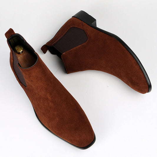 Women's Slip-On Chelsea Boots with Block Heel and Elastic Panel