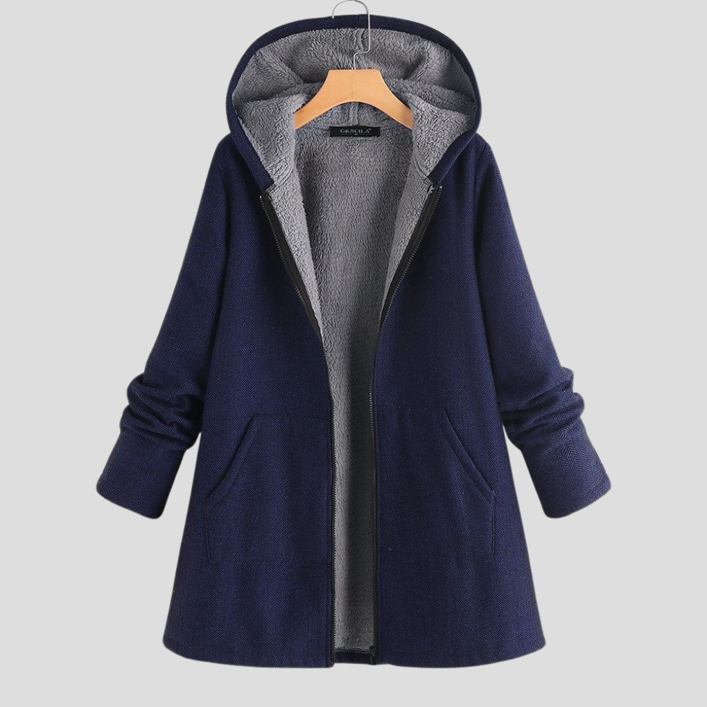 Women's Solid Color Hooded Coat
