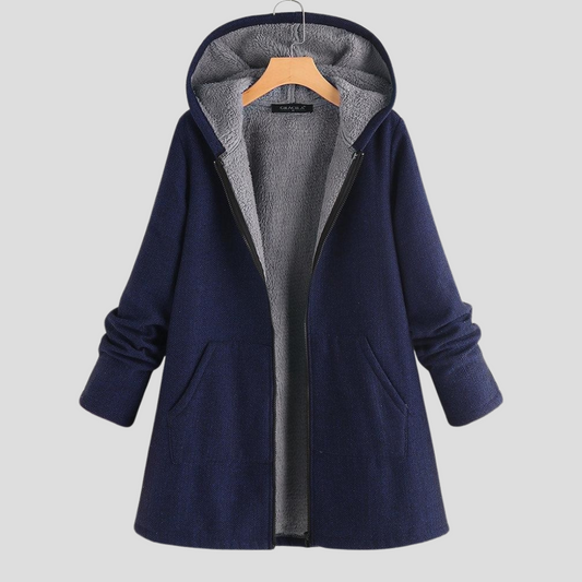 Women's Solid Color Hooded Coat