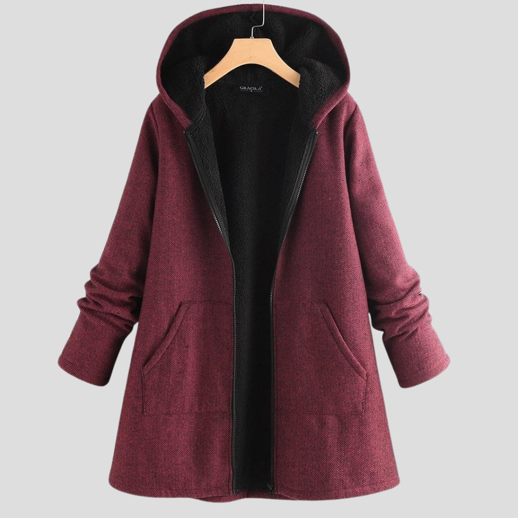 Women's Solid Color Hooded Coat