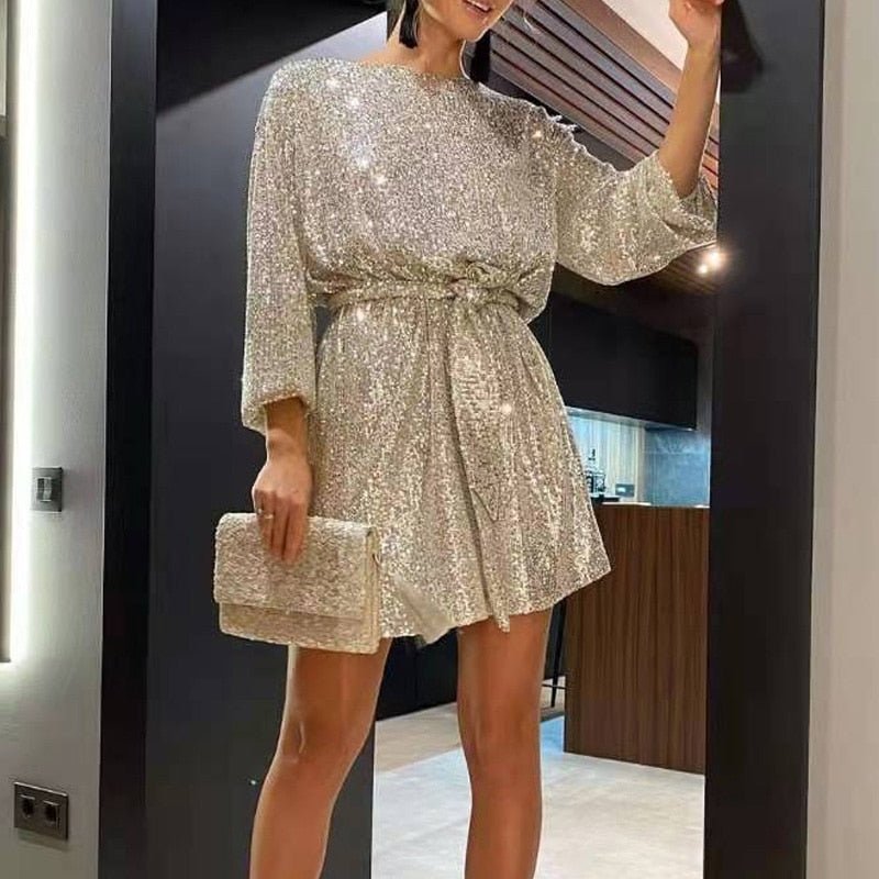Women's Sparkling Sequin Mini Party Dress