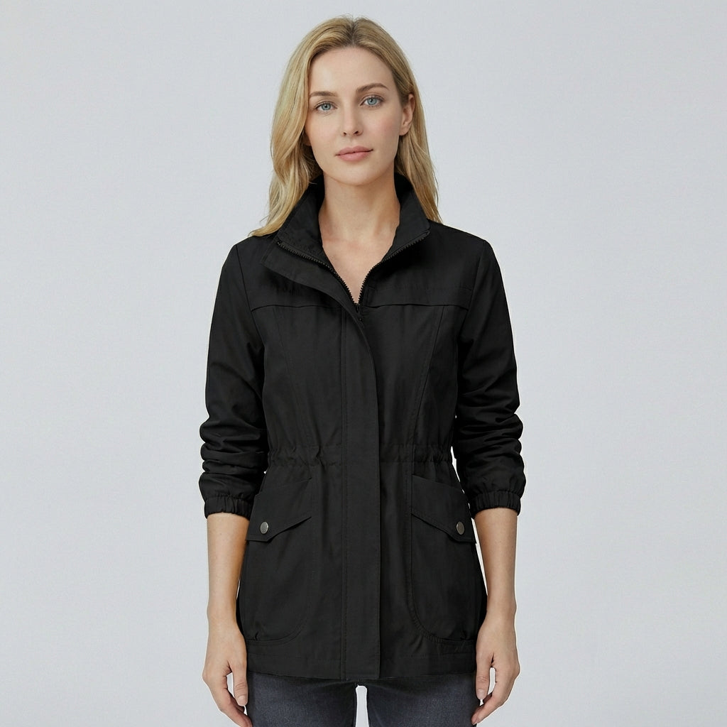 Women's Spring Jacket with Adjustable Waist