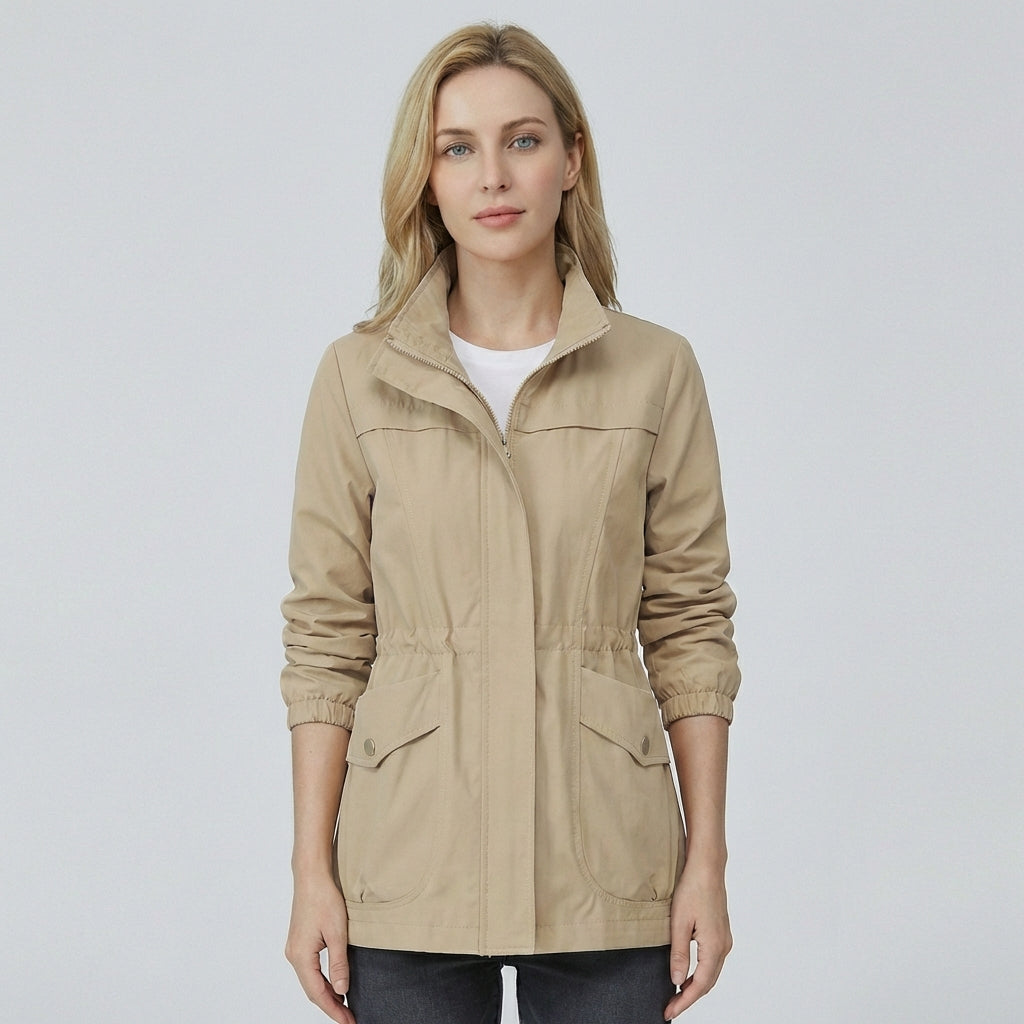 Women's Spring Jacket with Adjustable Waist