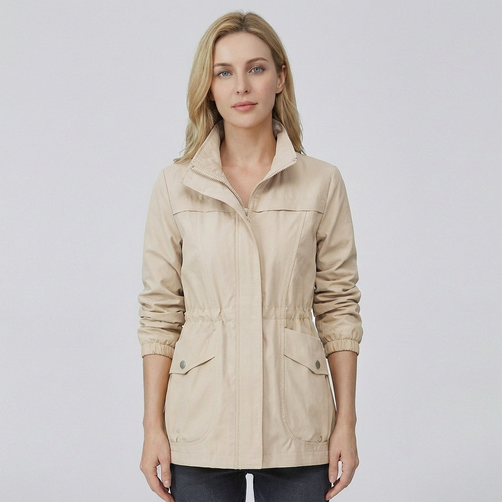 Women's Spring Jacket with Adjustable Waist