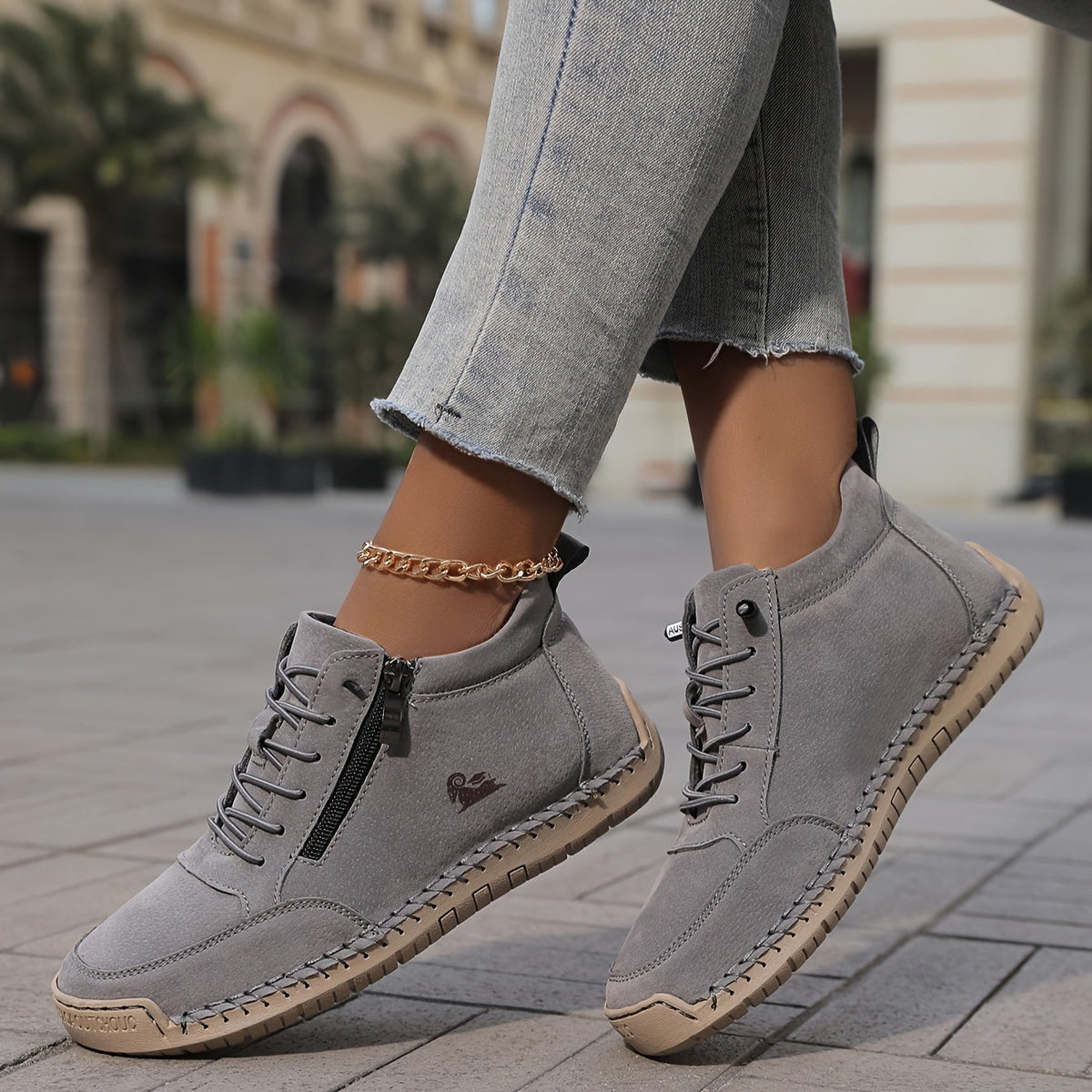 Women’s Spring Zip-Up Walking Sneakers – Lightweight, Comfortable & Supportive
