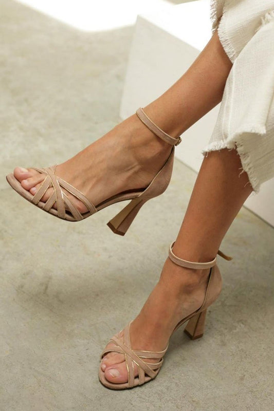 Women's Strappy Block Heel Sandals with Ankle Strap