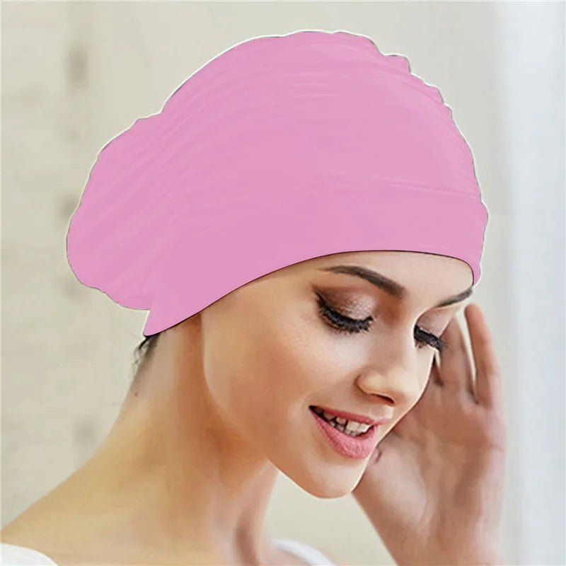 Women's Stretch Turban Swim Cap for Long Hair