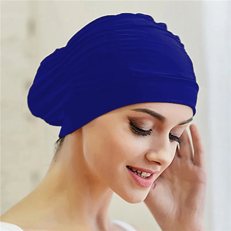 Women's Stretch Turban Swim Cap for Long Hair