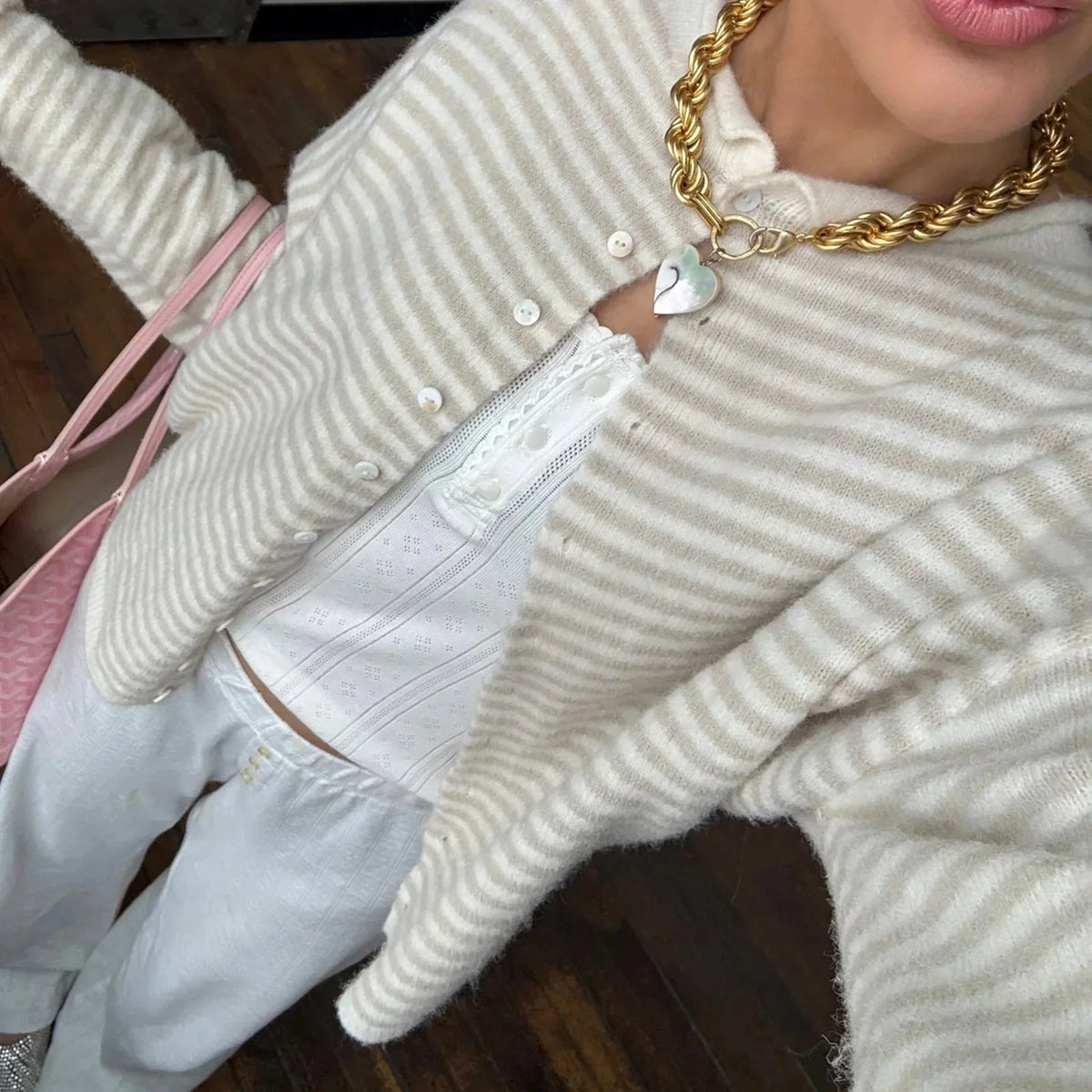 Women's Striped Button-Front Cardigan Sweater