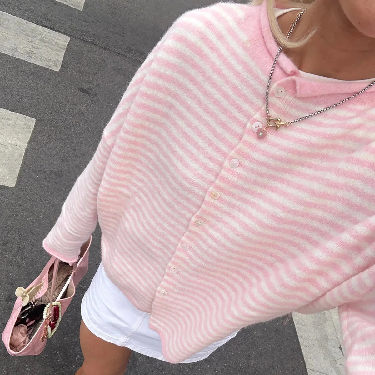 Women's Striped Button-Front Cardigan Sweater