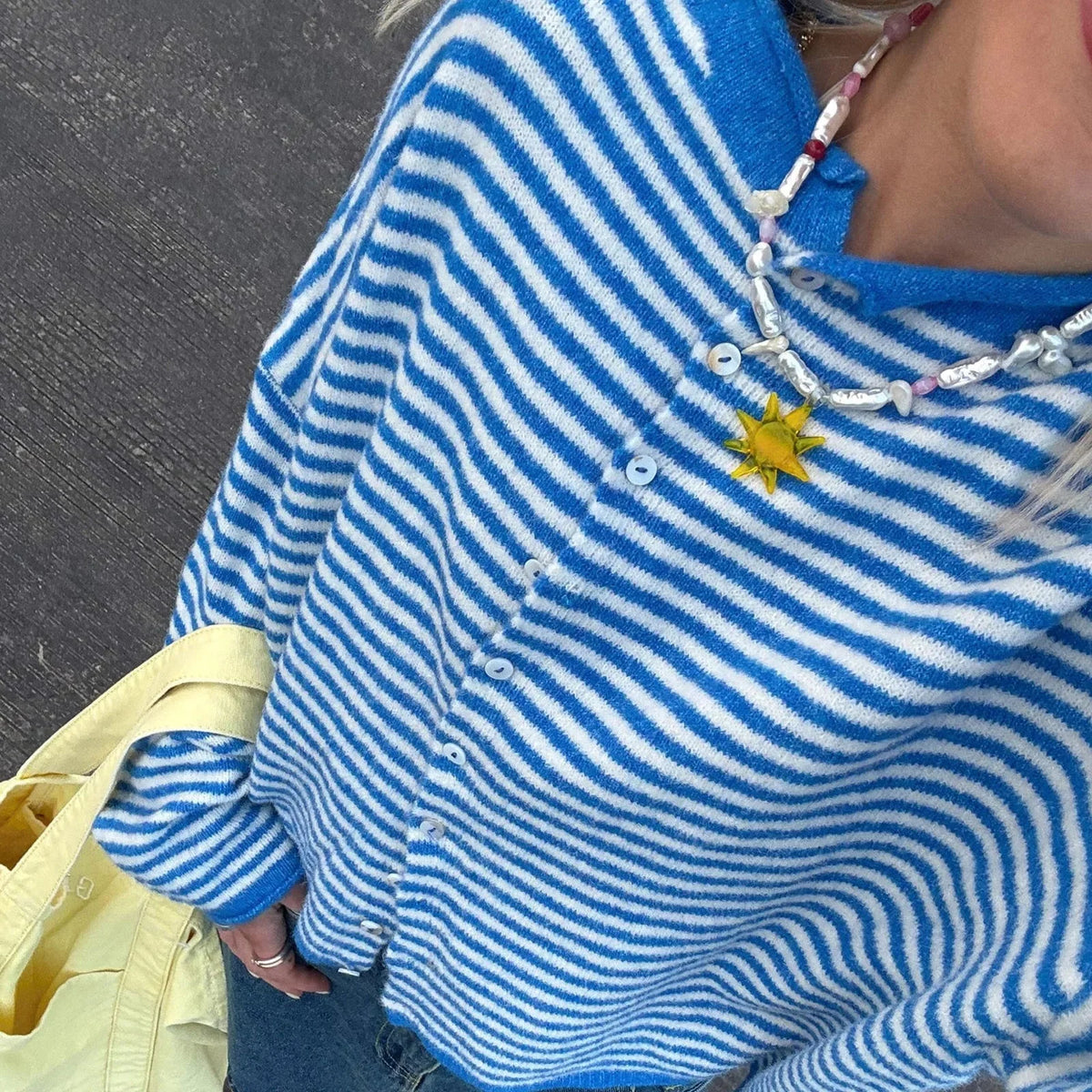 Women's Striped Button-Front Cardigan Sweater