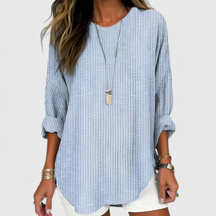 Women's Striped Crew Neck Blouse – Lightweight Summer Top
