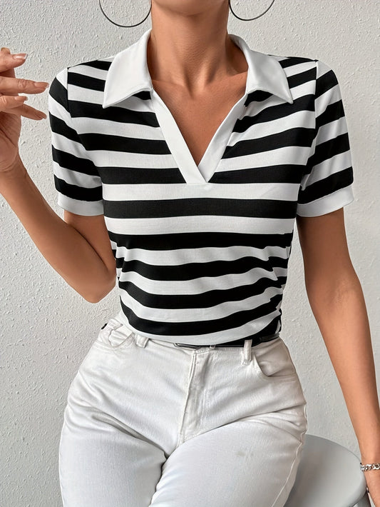Women's Stylish Striped Short-Sleeve T-Shirt