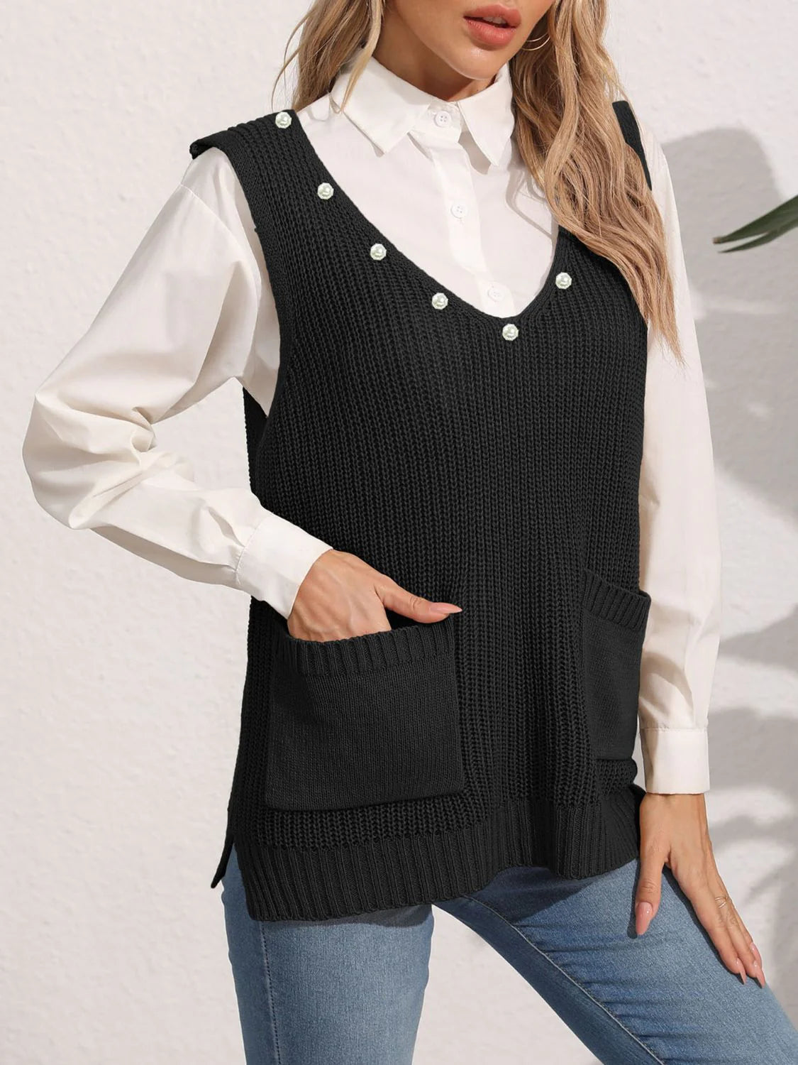 Women's Sweater Vest with Pockets