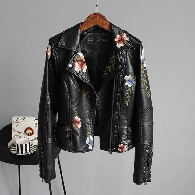 Women's Tailored-Fit Embroidered Jacket with Turn-Down Collar