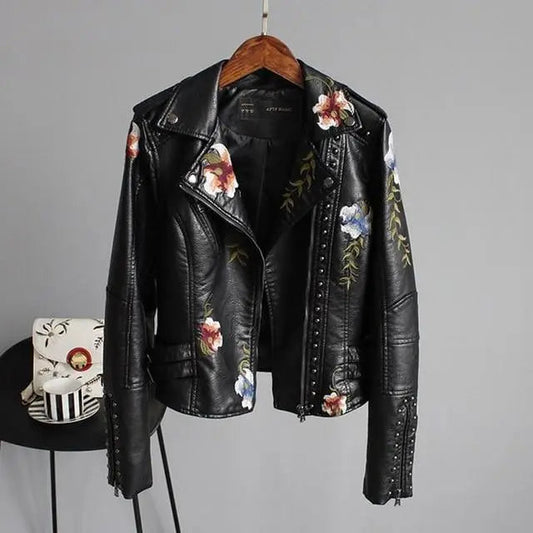 Women's Tailored-Fit Embroidered Jacket with Turn-Down Collar