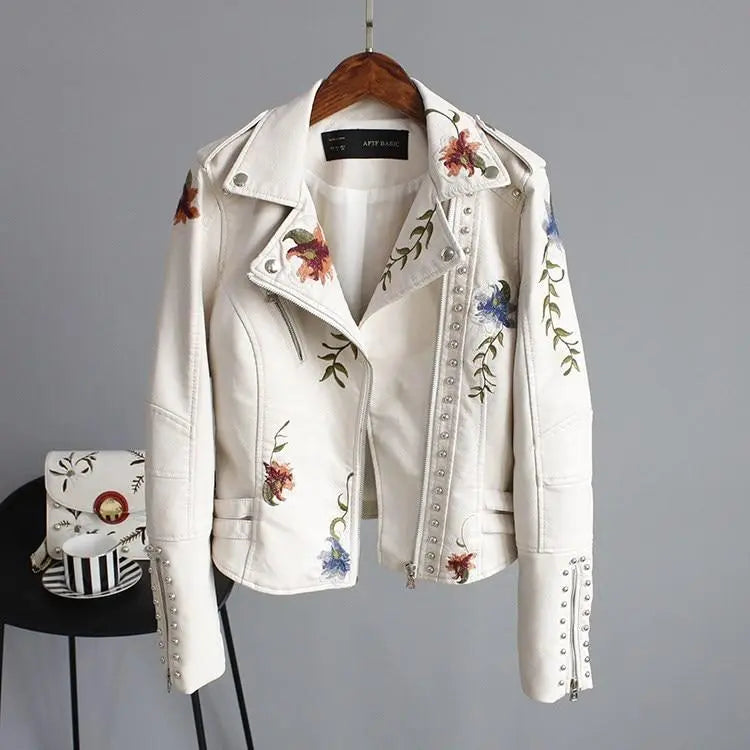 Women's Tailored-Fit Embroidered Jacket with Turn-Down Collar