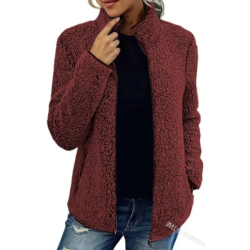 Women's Tailored-Fit Zip-Up Jacket with High Collar