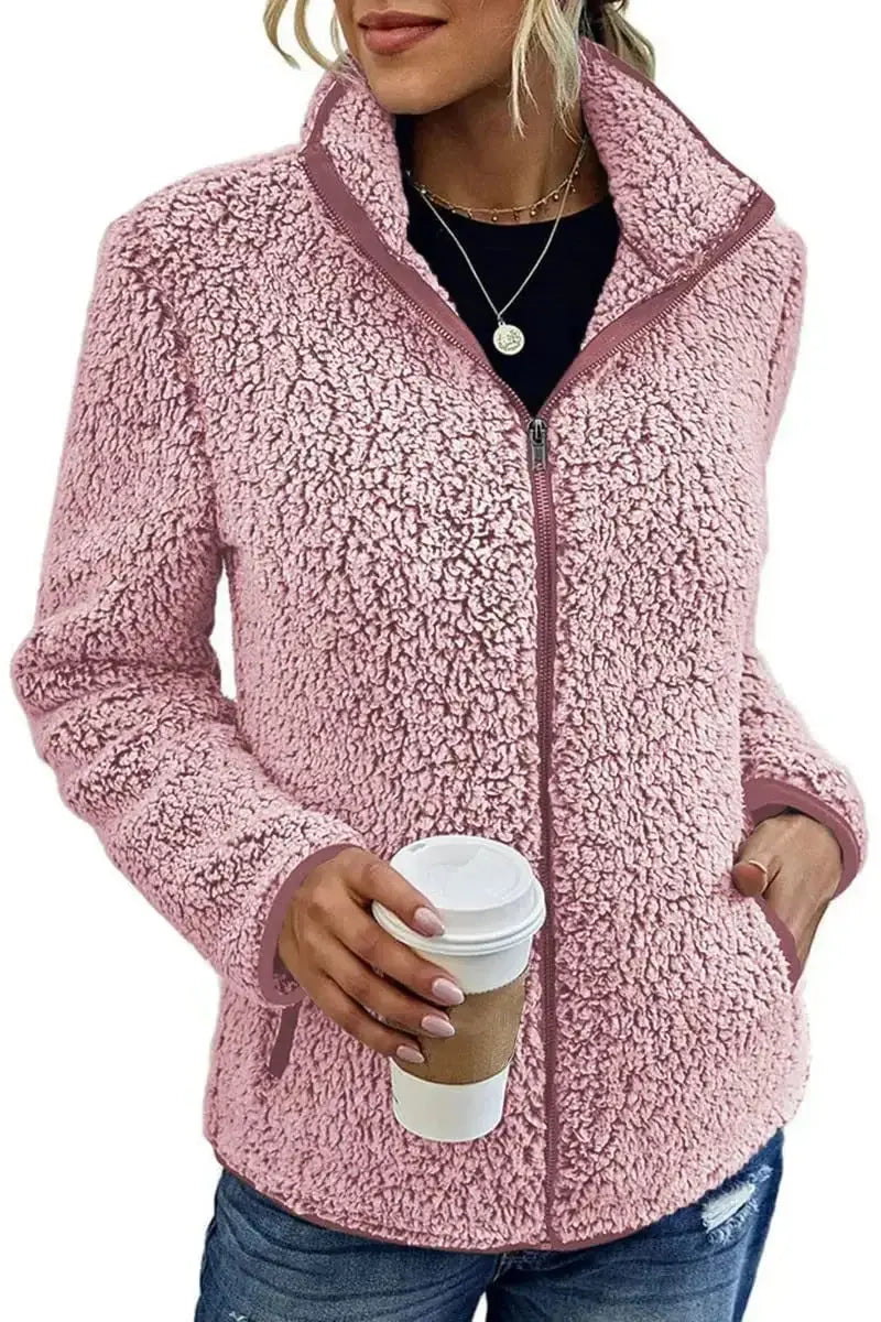 Women's Tailored-Fit Zip-Up Jacket with High Collar
