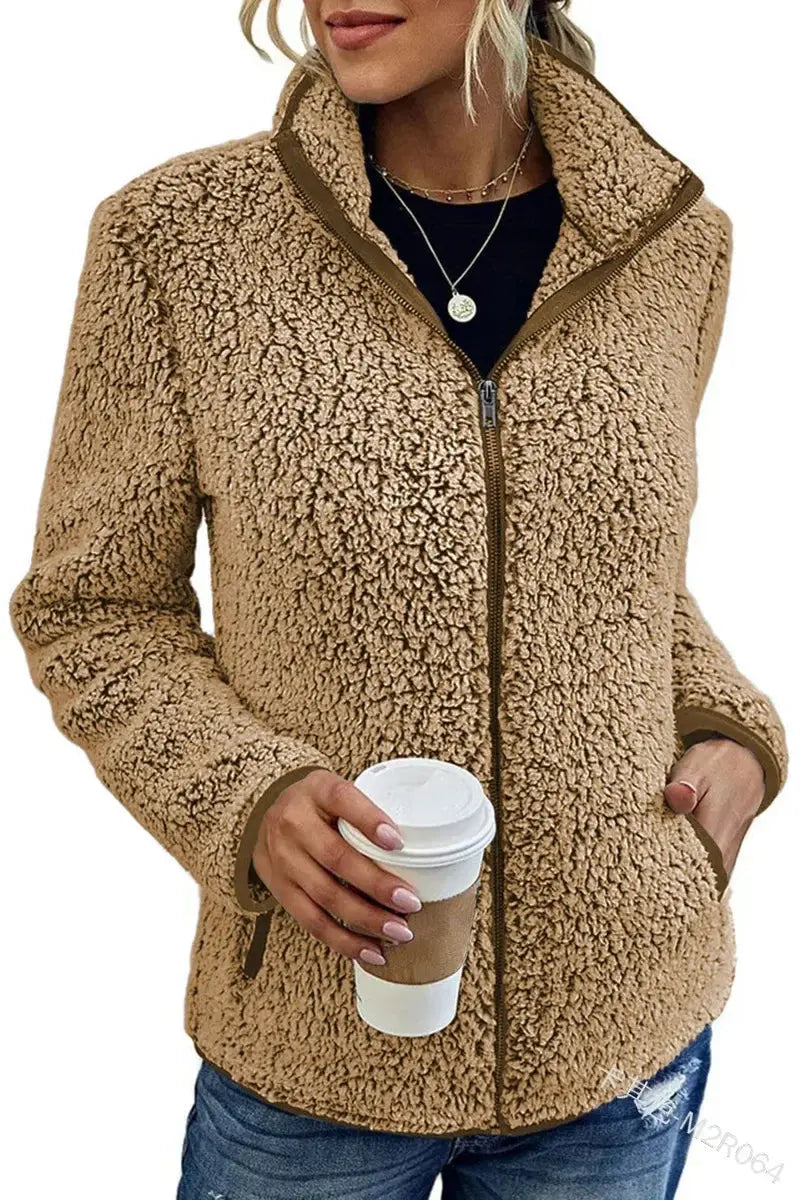 Women's Tailored-Fit Zip-Up Jacket with High Collar