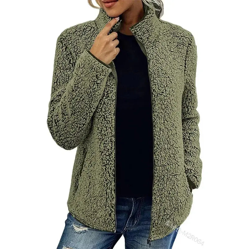 Women's Tailored-Fit Zip-Up Jacket with High Collar
