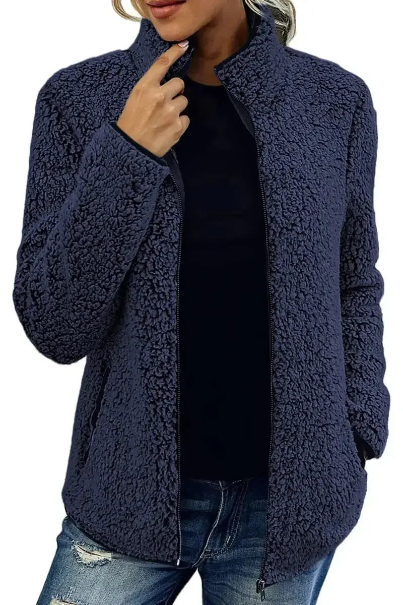 Women's Tailored-Fit Zip-Up Jacket with High Collar