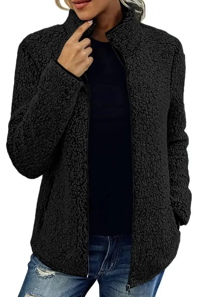 Women's Tailored-Fit Zip-Up Jacket with High Collar