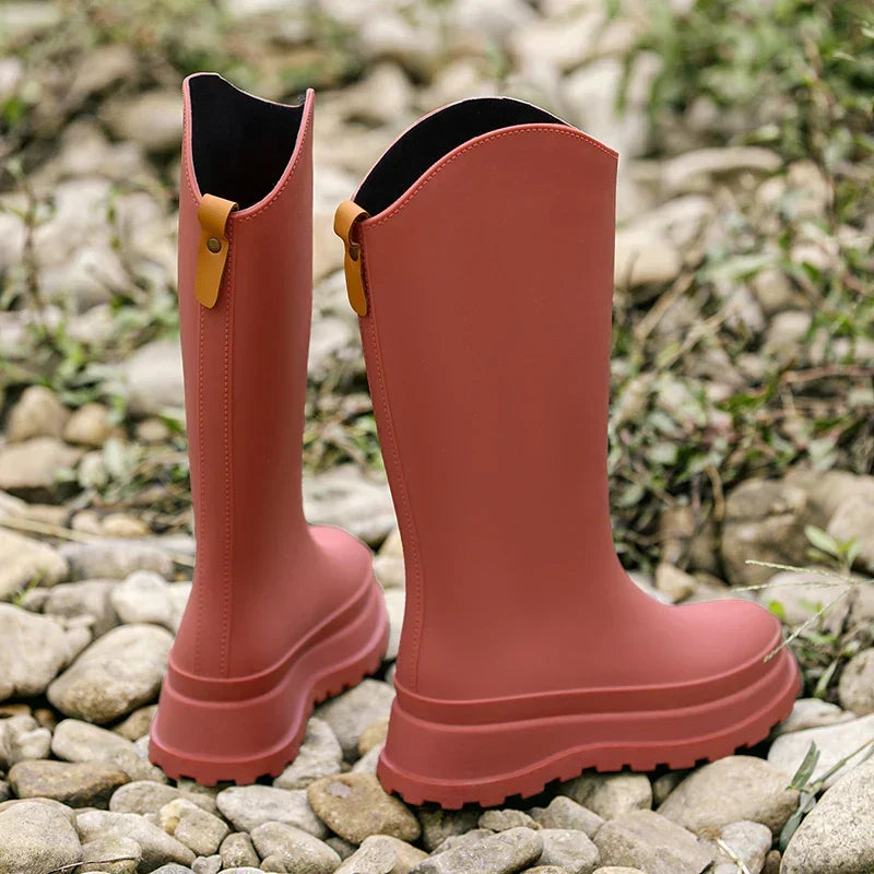 Women's Tall Waterproof Rain Boots with Comfortable Insole