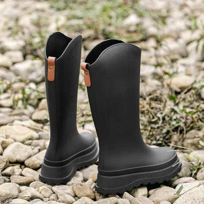 Women's Tall Waterproof Rain Boots with Comfortable Insole